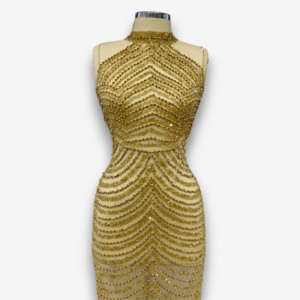 Luxury Unstitched Gold Dress