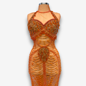 Luxury Unstitched Orange Dress